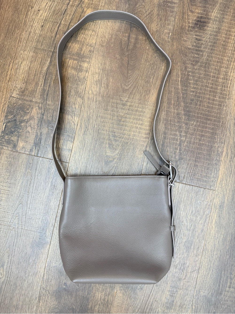 Quince Taupe Leather Messenger Bag